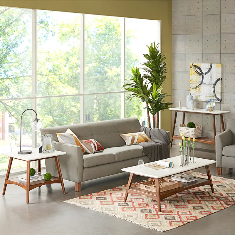 Parker Modern Coffee Table with Open Shelf & White Top
