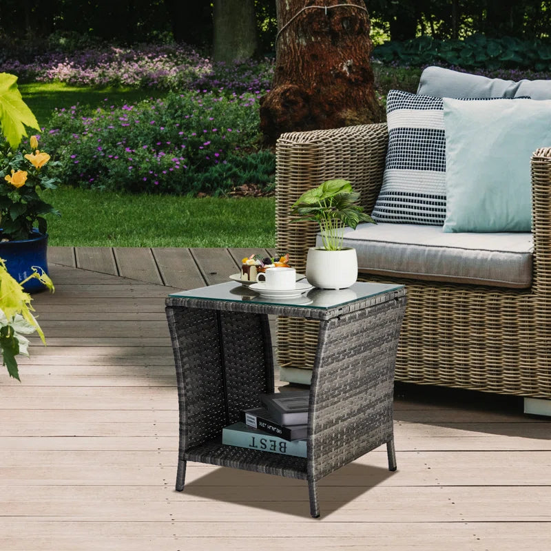 Ariabella Square Glass Outdoor Side Table