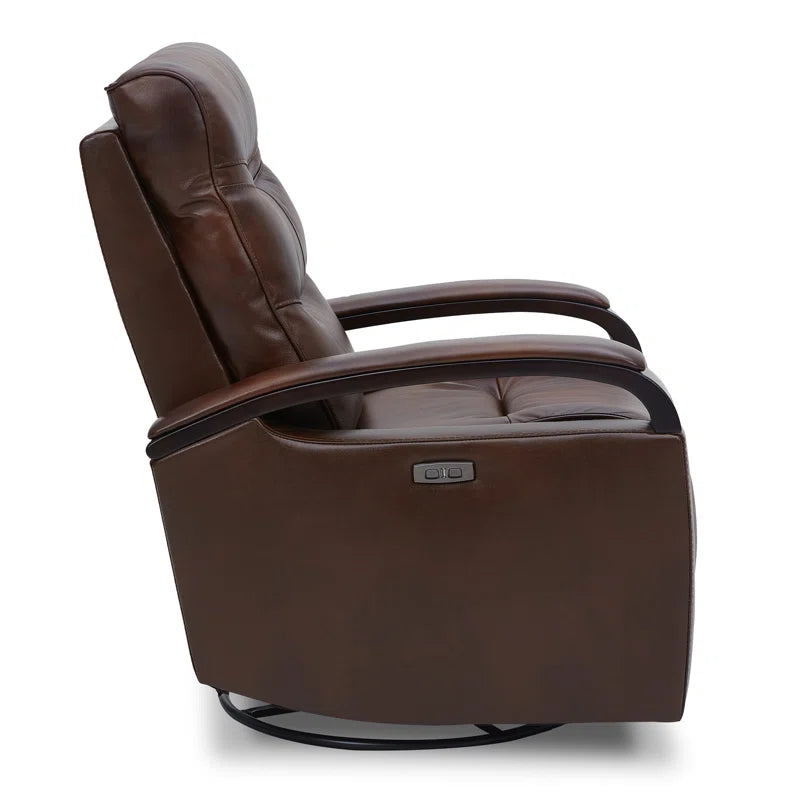 Elvina Genuine Leather Swivel Power Recliner