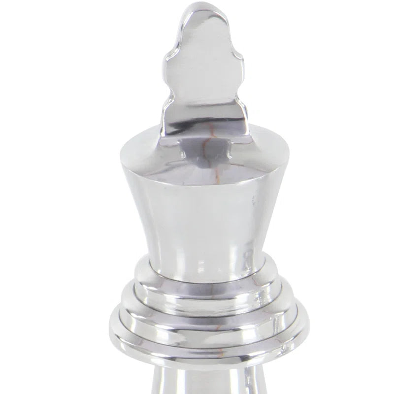 Aluminum Metal Chess Decorative Sculpture with Knight, Queen and King Set