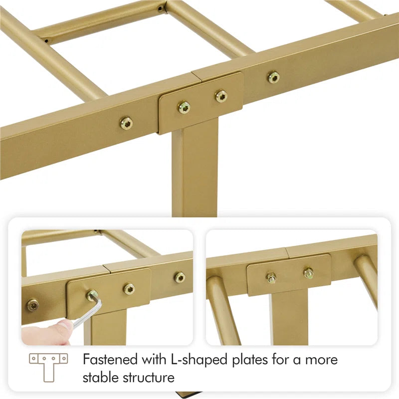 Classic Iron Platform Bed with High Headboard and Footboard