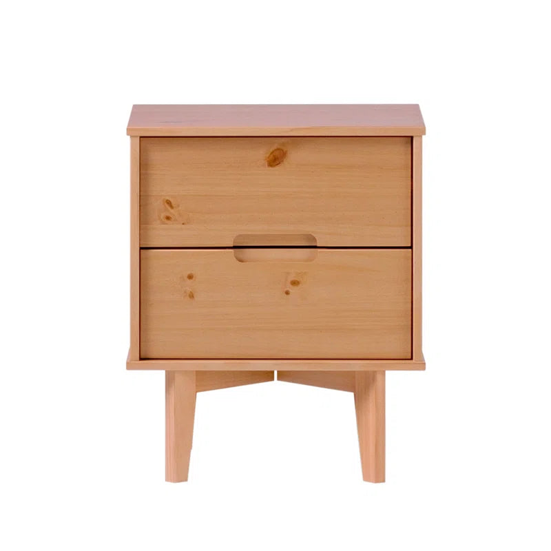 Mags Solid Wood Groove 2-Drawer Nightstand