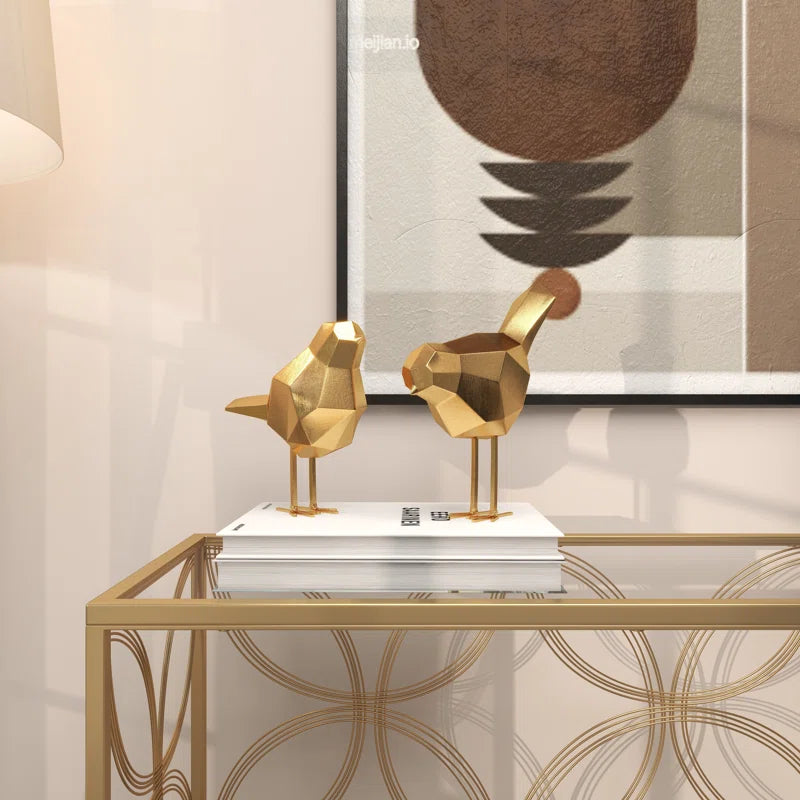 Polystone Bird Decorative Sculpture with Origami Accents