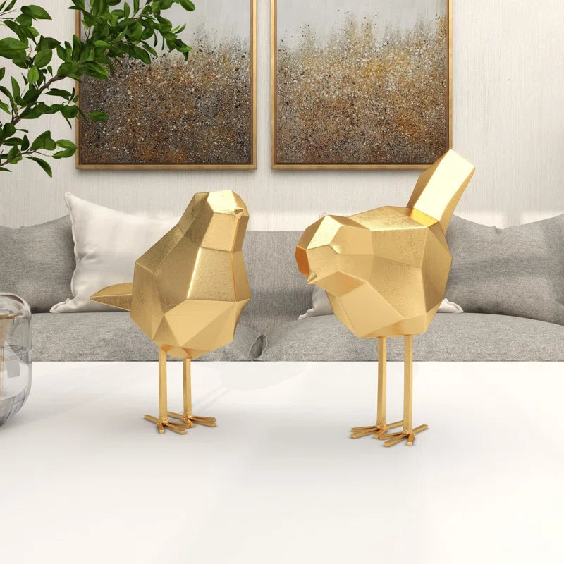 Polystone Bird Decorative Sculpture with Origami Accents