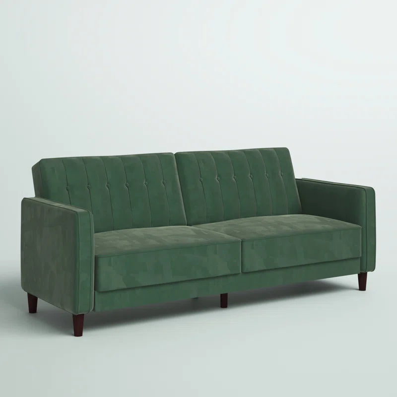 Perdue 81.5" Velvet Square Arm Convertible Sofa