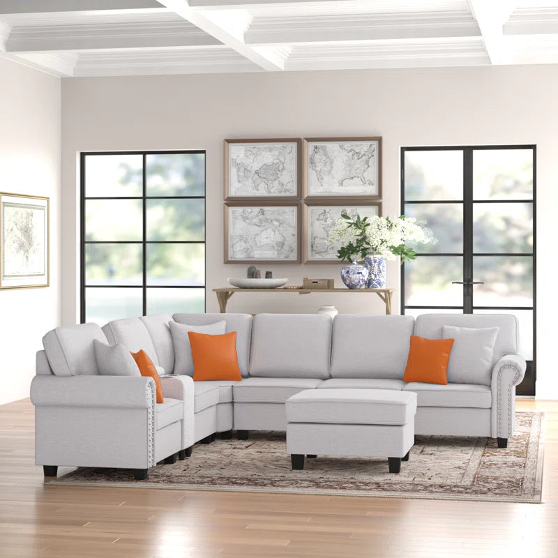 Kettner 136.35" Wide Reversible Modular Corner Sectional with Ottoman