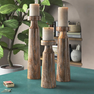 18'' H Wood Tabletop Candlestick