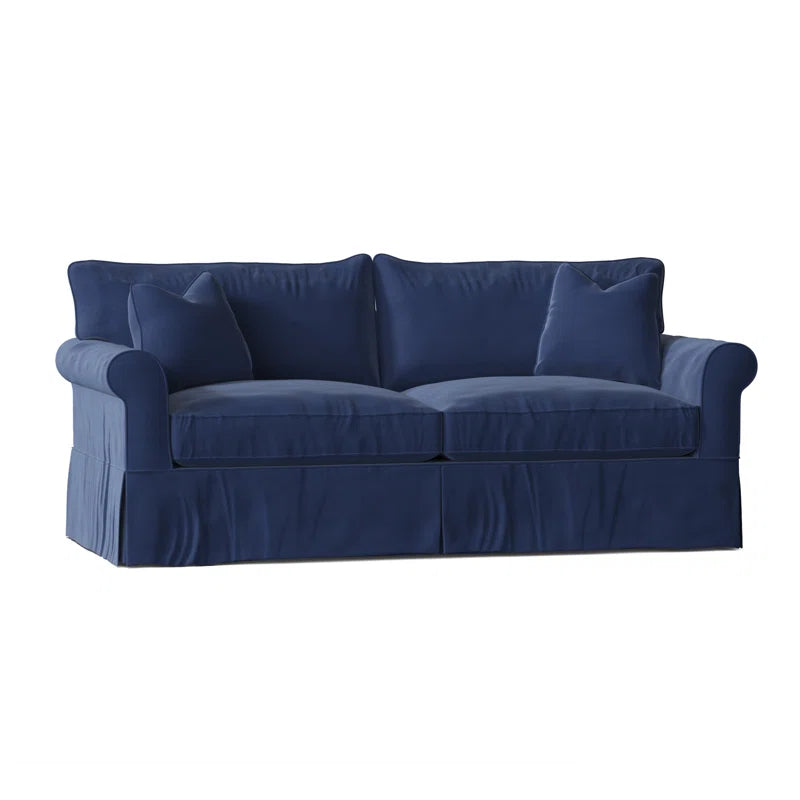 Amari 84" Rolled Arm Slipcovered Sleeper Sofa with Reversible Cushions