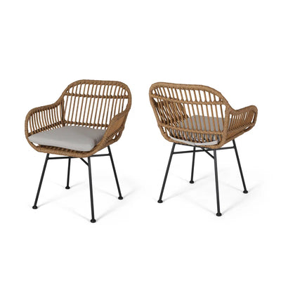 Aaronn Outdoor Woven Patio Chair with Cushions
