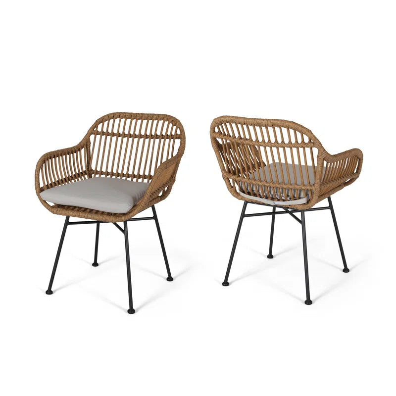 Aaronn Outdoor Woven Patio Chair with Cushions