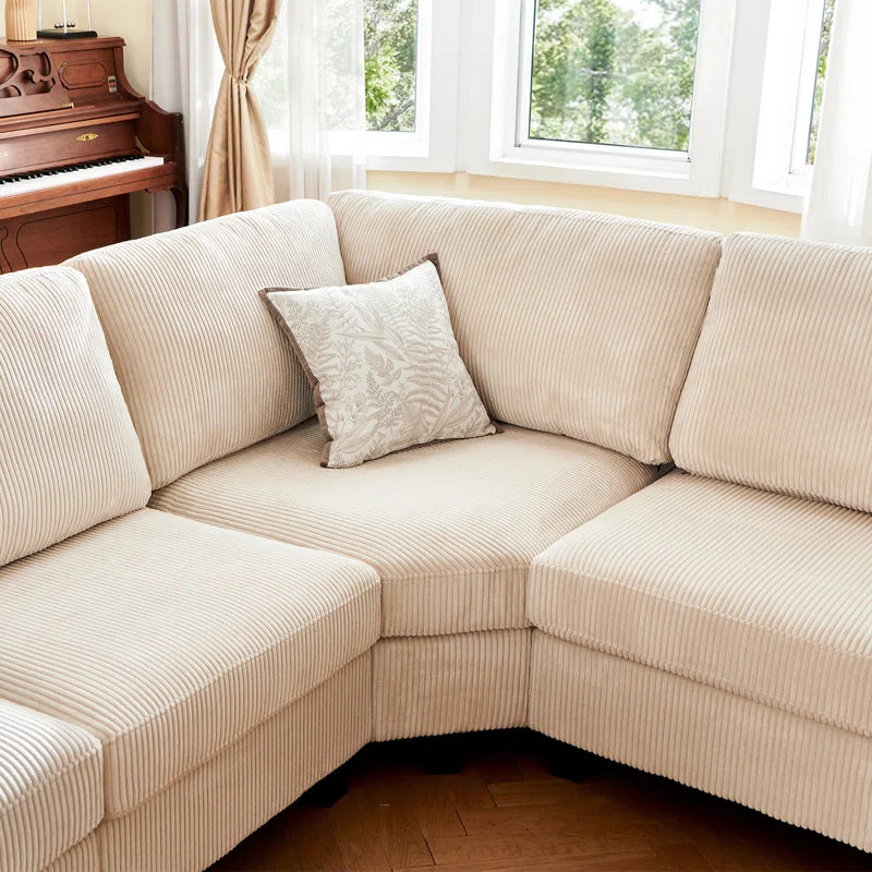 Maureece U Shaped Corduroy Sectional Modular Sofa with Chaise
