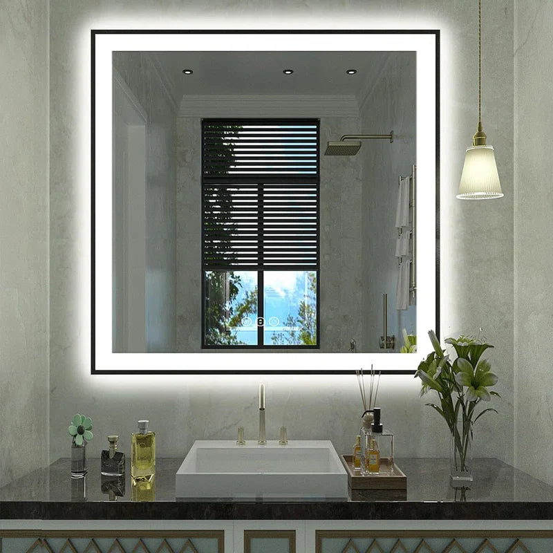 Aevar Super Bright Front & Back LED Lighted Anti-Fog Aluminum Alloy Framed Tempered Glass Bathroom/Vanity Mirror with ETL & 3-Year Warranty