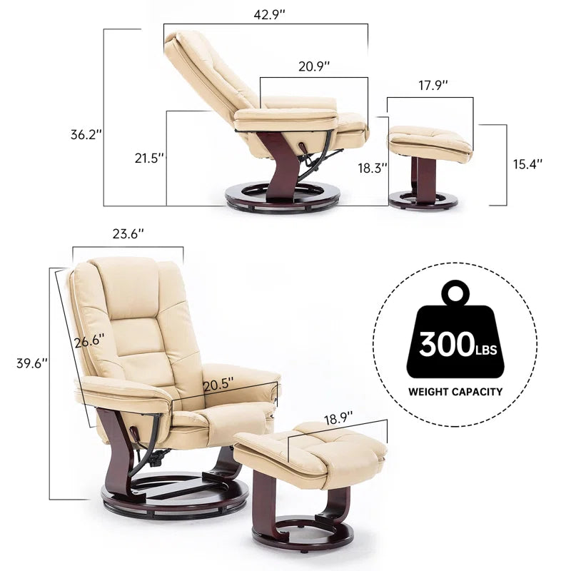 Shebeen Swivel Recliner with Ottoman