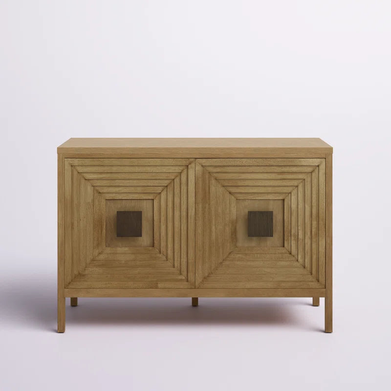 Paige 47.5" Geometric 2-Door Wood Storage Cabinet with Adjustable Shelves