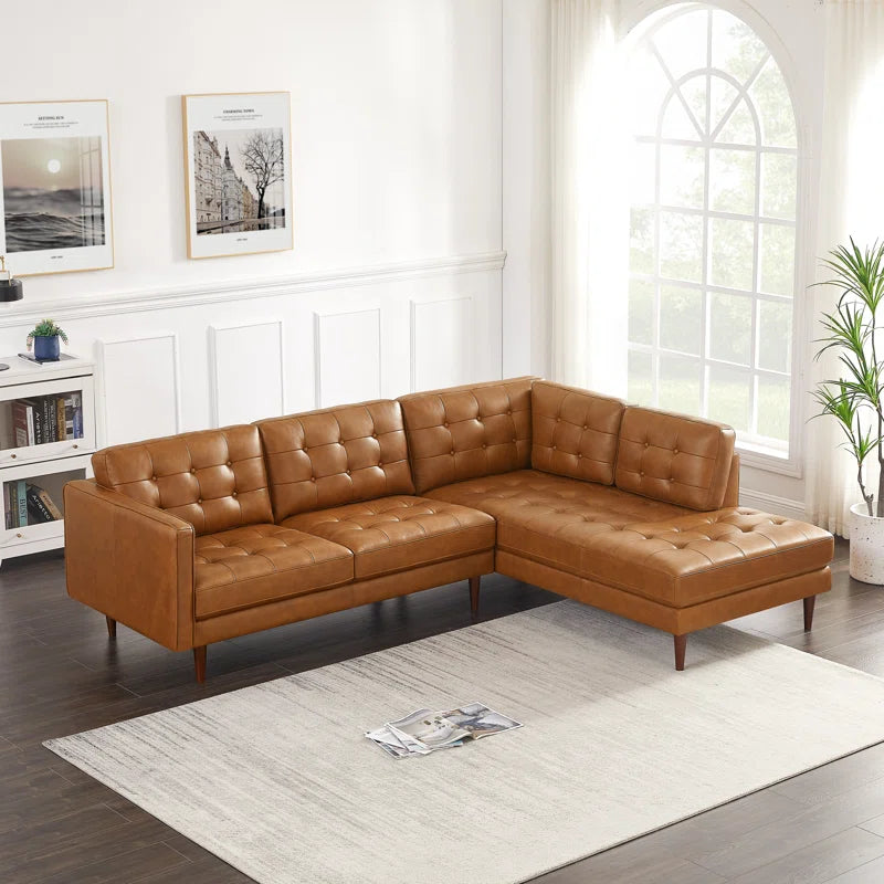 Peart 102" Wide Genuine Leather Sofa & Chaise