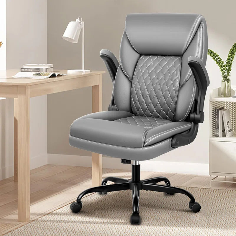 Marama Ergonomic Leather Office Chair with Flip-Up Armrests