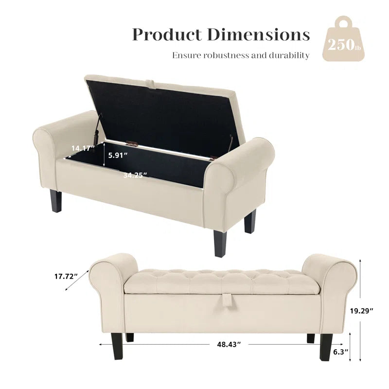 Jillia Velvet Upholstered Storage Bench