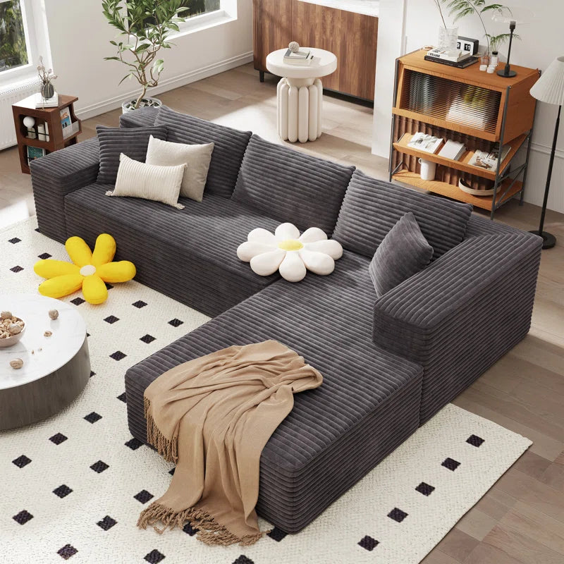 106" Cloud Sectional Couch with L-Shape Chaise, No Assembly Required, Modern Modular Sofa with Deep Seat, Upholstered Couches for Living Room Bedroom, Plush