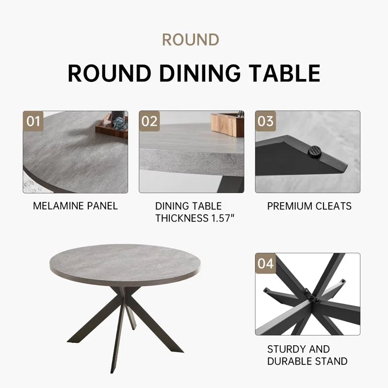Garrell round Dining Table, Mid-Century round Kitchen Table for 4 Person, Modern Leisure Coffee Table