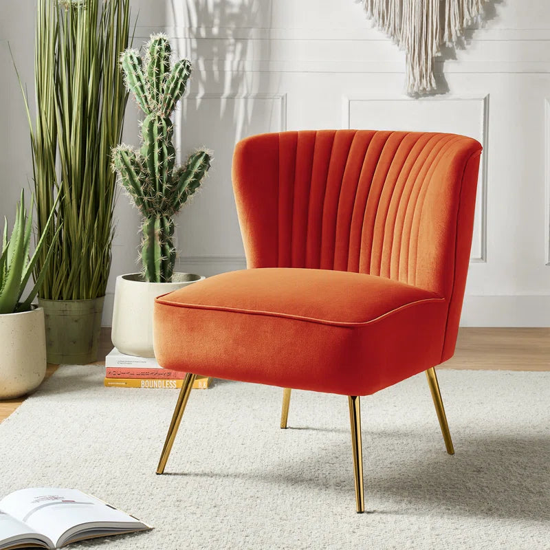 Euclid Velvet Accent Chair with Metal Legs