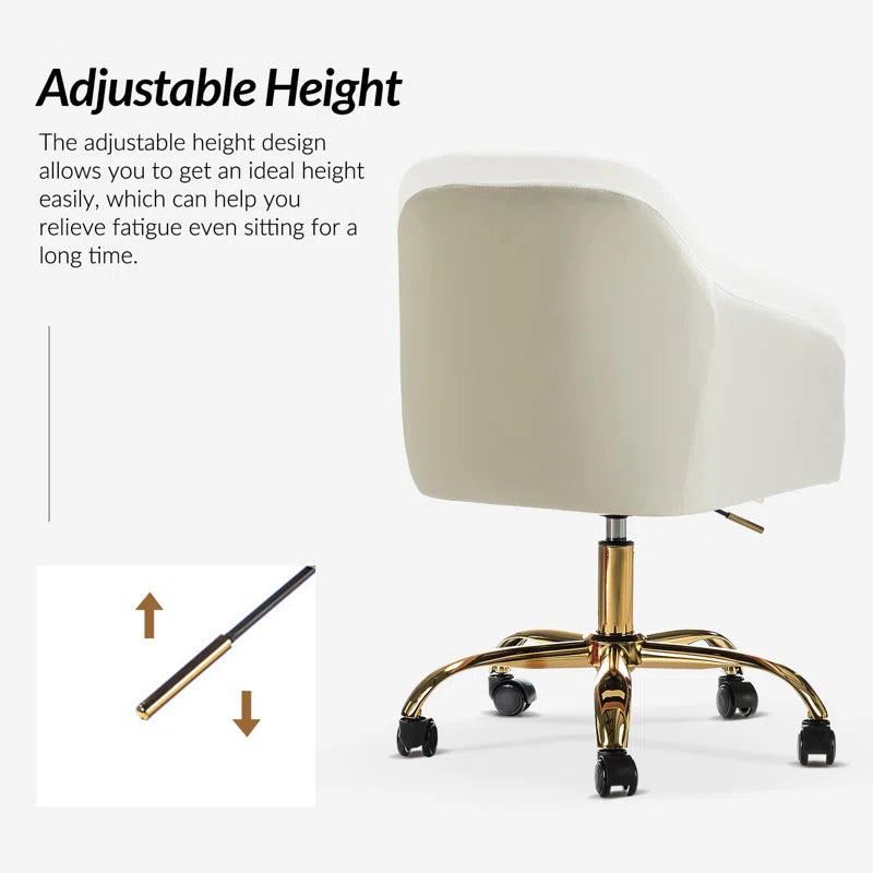 Adan Modern Velvet Task Chair with Wood Frame and Back