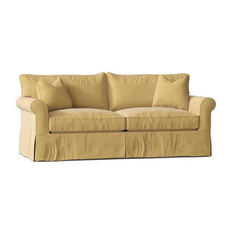 Amari 84" Rolled Arm Slipcovered Sleeper Sofa with Reversible Cushions