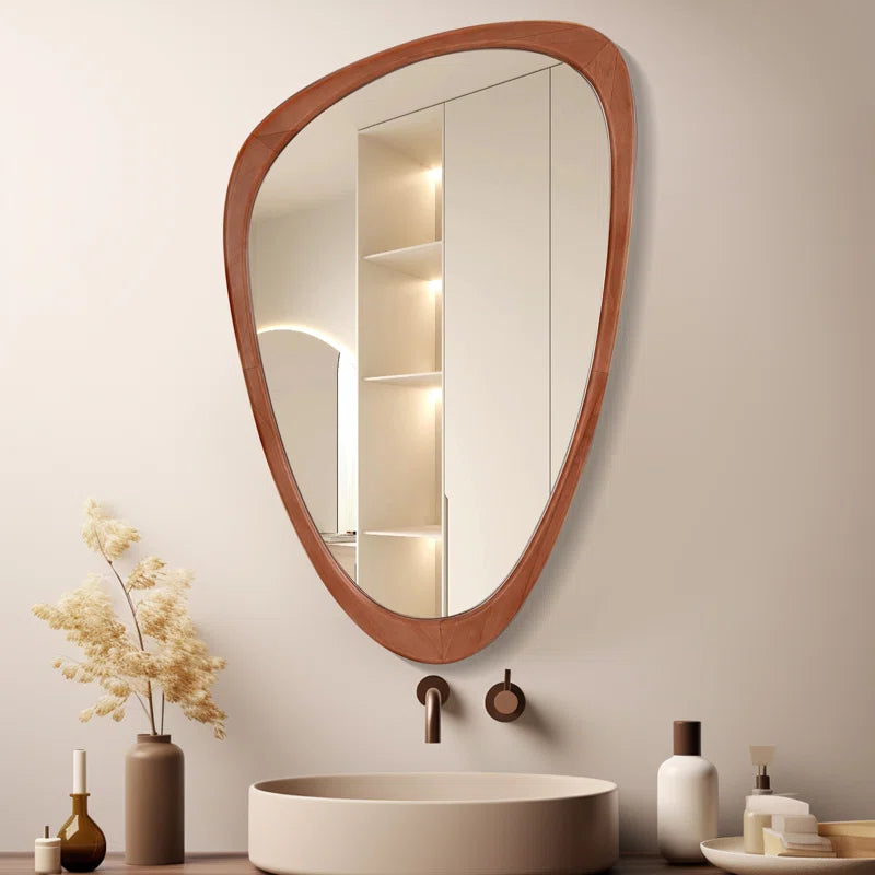 Cotesfield Wood Accent Mirror Irregular Decorative Mirror Asymmetrical Mirror