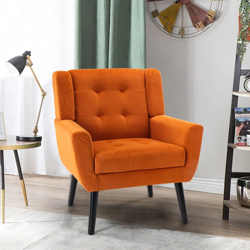 Tufted Upholstered Wide Back Armchair