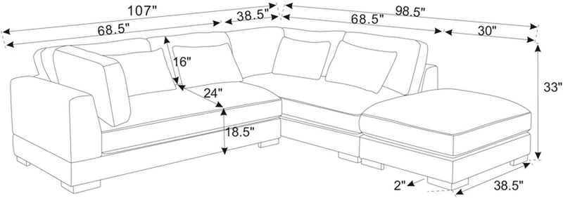 Beeston 3 - Piece Corduroy Sectional