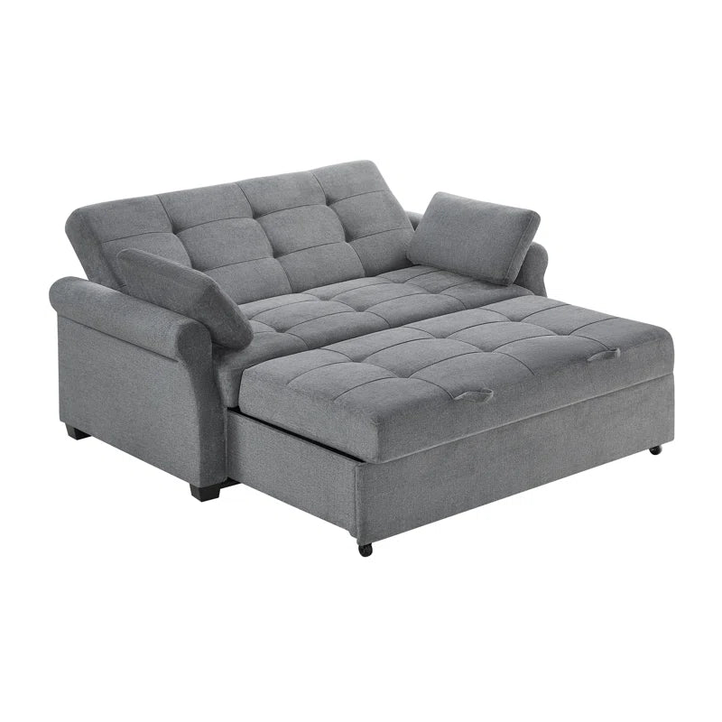 Sabrina 73" Queen Rolled Arm Tufted Back Convertible Sleeper Sofa with Cushions