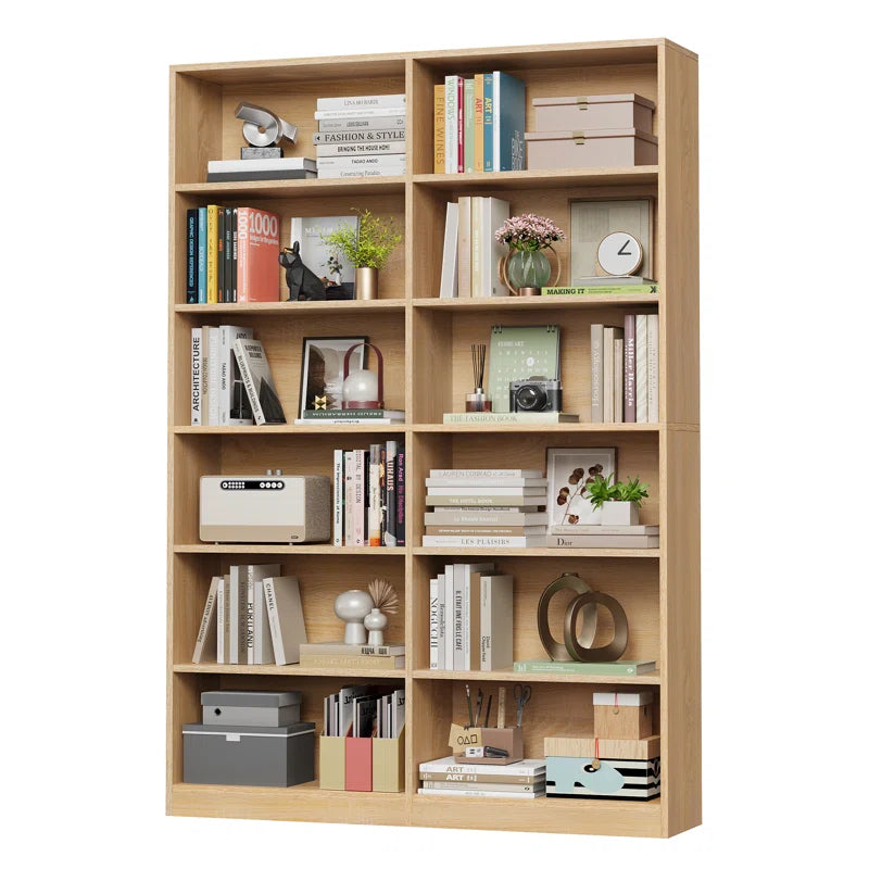 74.3"H X 47.2"W Wood Double 6-Tier Standard Bookcase
