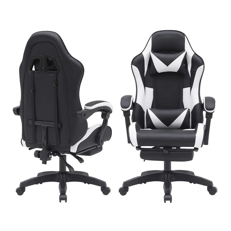 Knoble Adjustable Reclining Ergonomic Faux Leather Swiveling PC & Racing Game Chair with Footrest