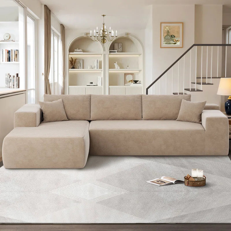 Nathasa 2 - Piece No Assembly Required Upholstery Sofa, Free Combination Cloud Sectional Couch with L-Shape Chaise, Deep Seat Modular Sofa for Living Room Bedroom