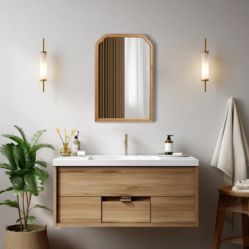 Ancalin Wood Accent Wall Mirror for Bathroom Bedroom Decorative Mirror