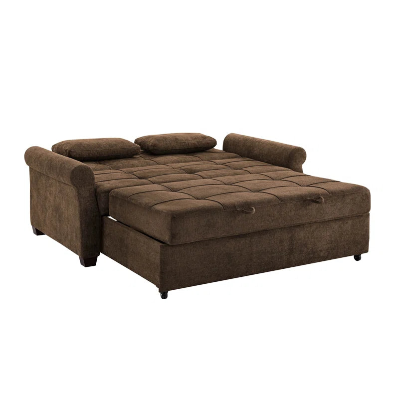 Sabrina 73" Queen Rolled Arm Tufted Back Convertible Sleeper Sofa with Cushions