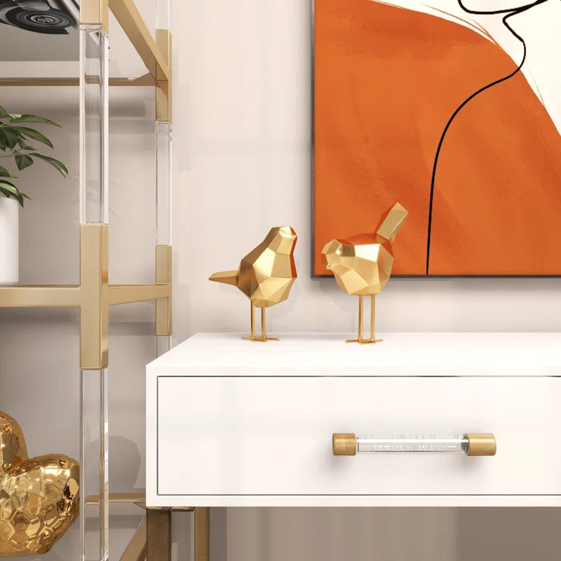 Polystone Bird Decorative Sculpture with Origami Accents