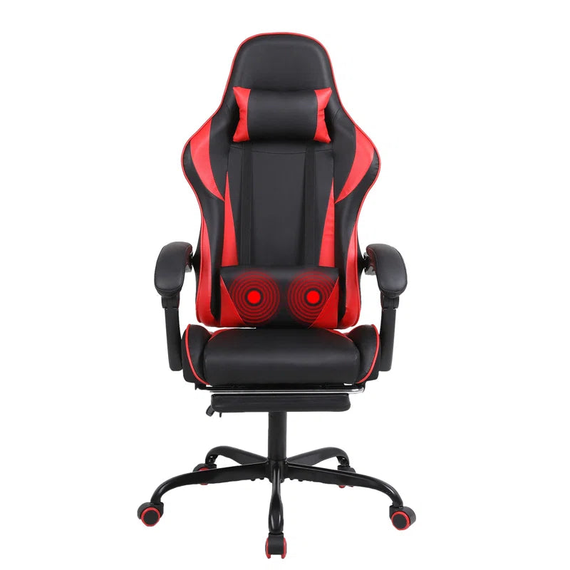 Ergonomic Gaming Chair Faux Leather Reclining Swiveling PC & Racing Massage Video Game Chair with Footrest