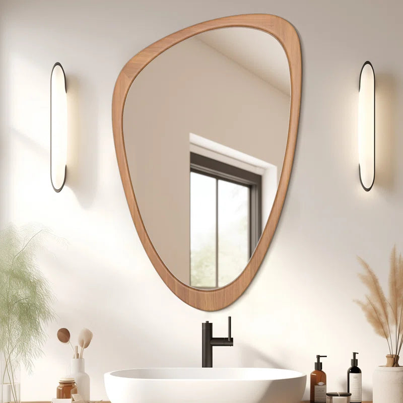 Cotesfield Wood Accent Mirror Irregular Decorative Mirror Asymmetrical Mirror