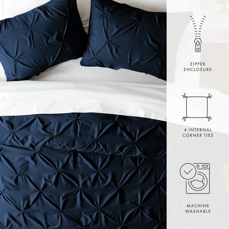 Pinch Pleat Textured Duvet Cover Set