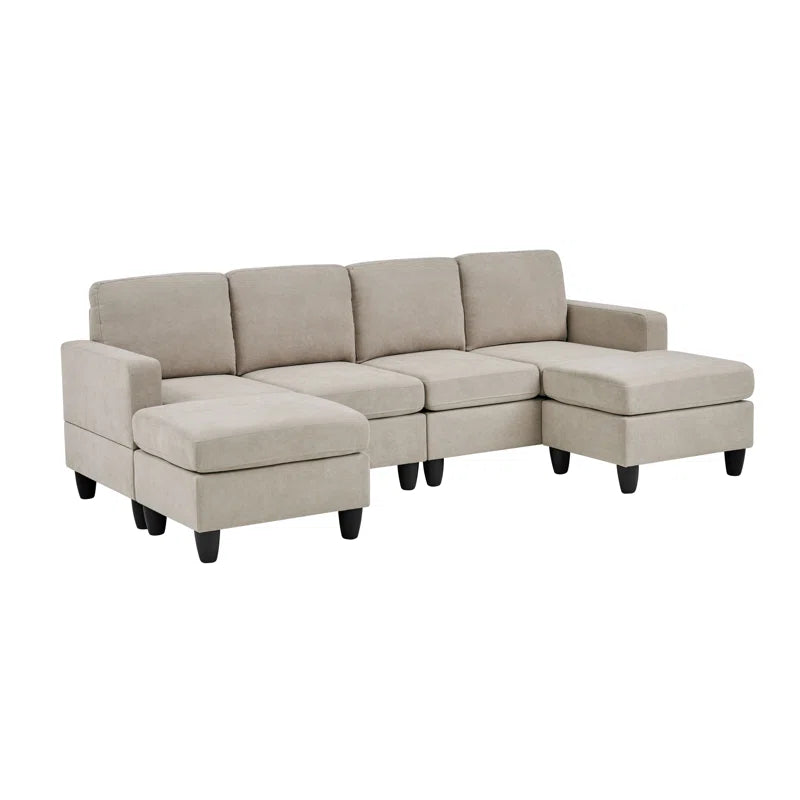 Ranjeeta 101" Wide Modular Sofa & Chaise with Ottoman