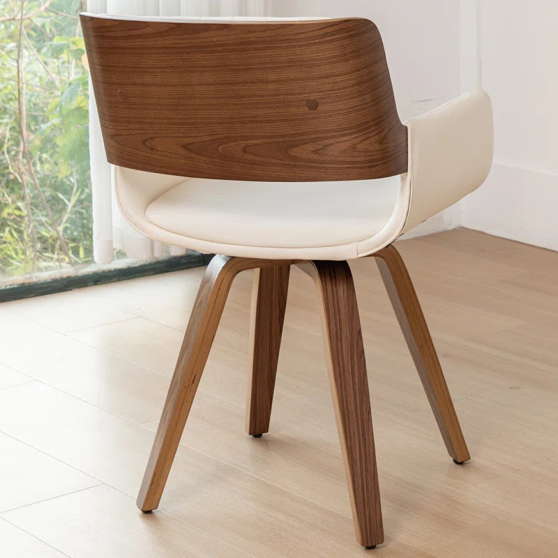 Faux Leather Upholstered Swivel Dining Armchair