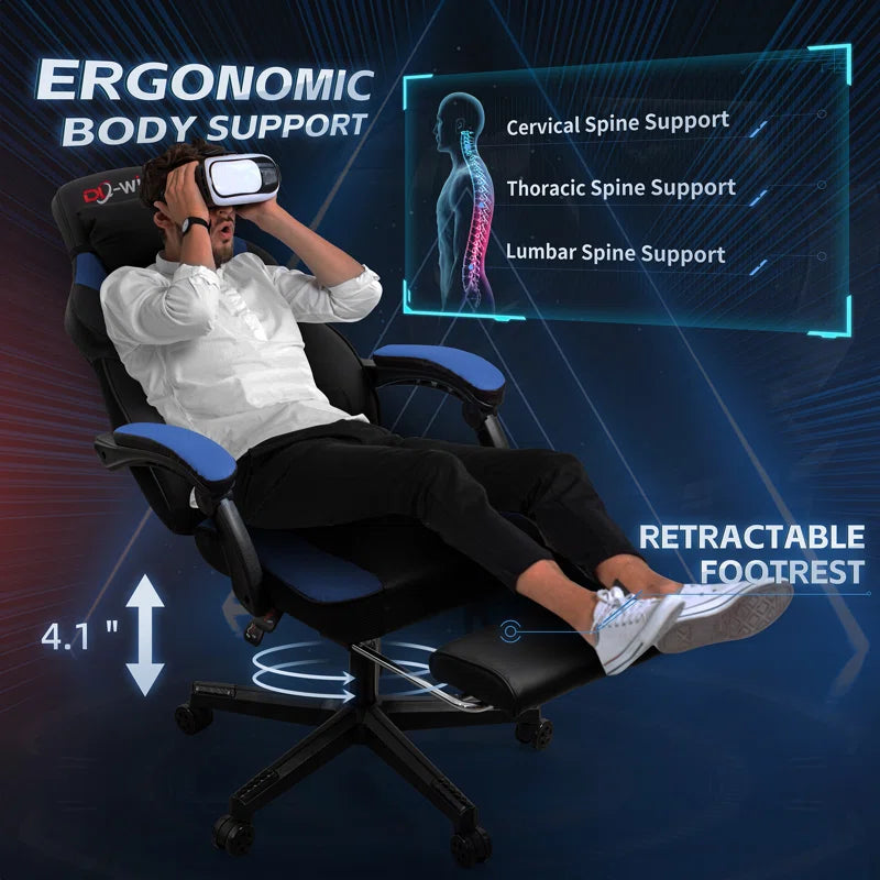 Adjustable Game Chair Swiveling PC & Racing with Footrest