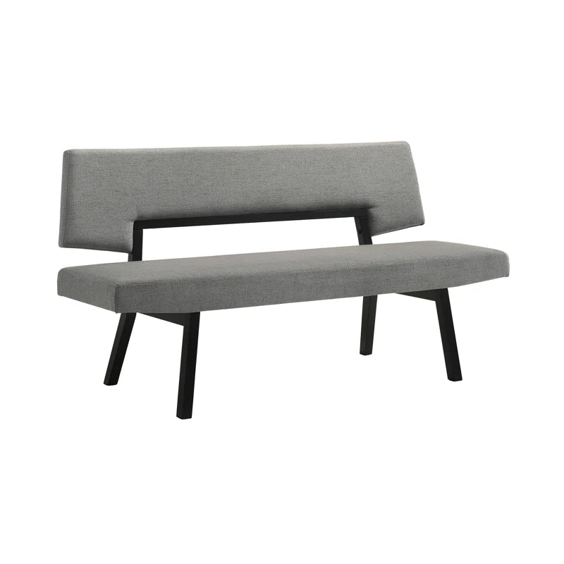 Jeiren 63" Wide Upholstered Dining Bench with Back in Rubberwood and Fabric