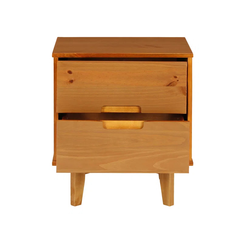 Mags Solid Wood Groove 2-Drawer Nightstand