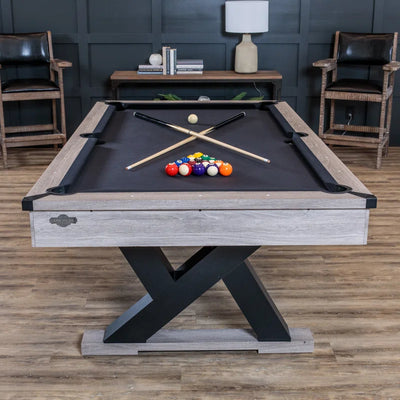 Kirkwood 90" Pool Table - Antique Gray Finish with Rustic, Modern Design with K-Leg Construction