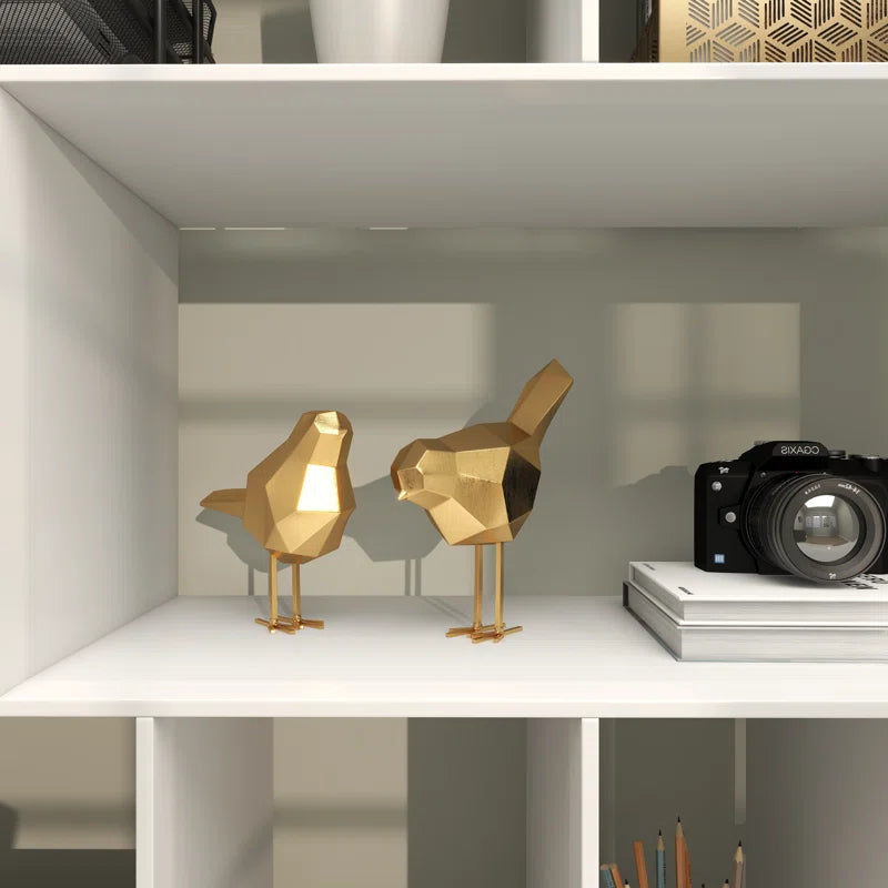 Polystone Bird Decorative Sculpture with Origami Accents