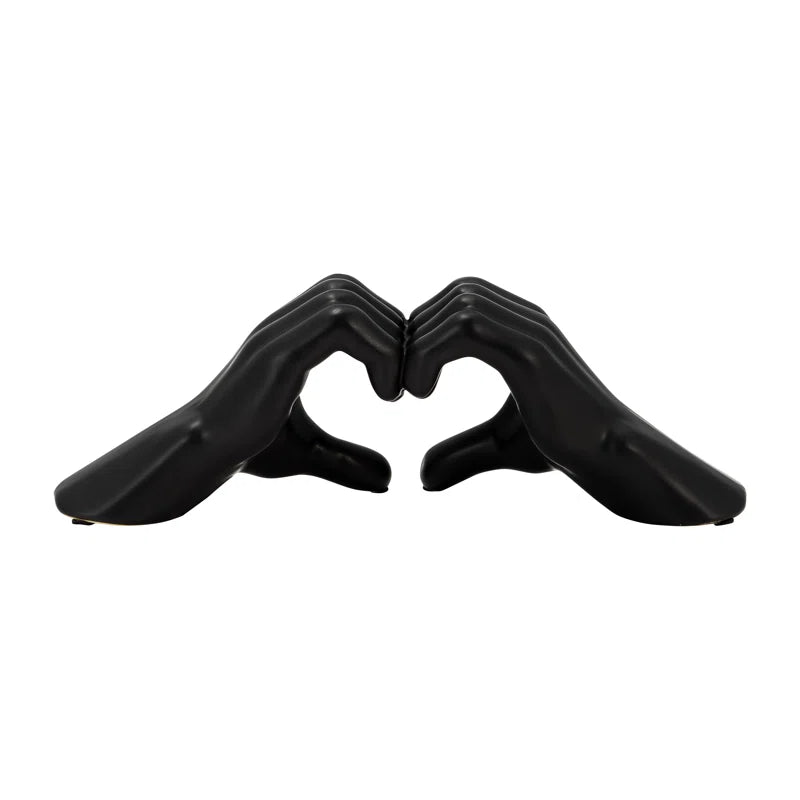 Modern Stoneware Ceramic Hand Heart Decorative Sculpture