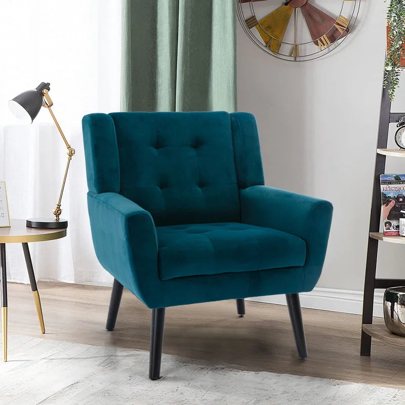 Tufted Upholstered Wide Back Armchair