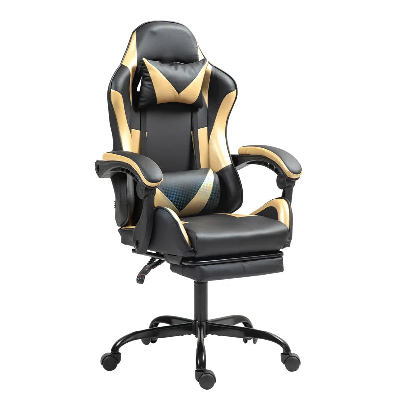 Knoble Adjustable Reclining Ergonomic Faux Leather Swiveling PC & Racing Game Chair with Footrest