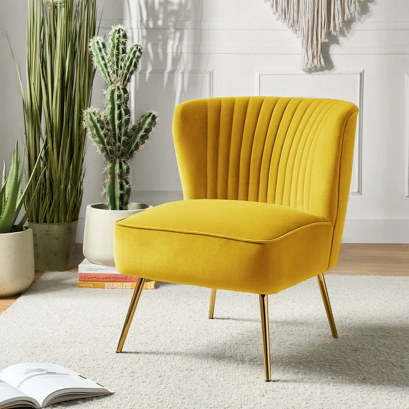 Euclid Velvet Accent Chair with Metal Legs